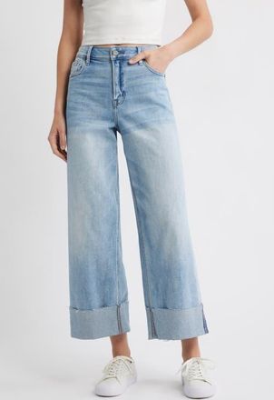 Hidden Jeans Cuffed Wide Leg Jeans in Medium Wash at Nordstrom, Size 27