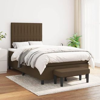 vidaXL Vidaxl - Cama Box Spring Con Colch&oacute;n Tela Marr&oacute;n Oscuro 120x200 Cm