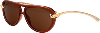 Bottega Veneta Womens Sunglasses Bv1418s Brown-Gold-Brown Metal Brown/gold/brown