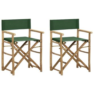 vidaXL Vidaxl - Sillas De Director Plegables 2 Piezas Bamb&uacute; Y Tela Verde