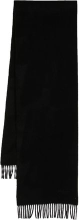 Mulberry embroidered-logo fringed scarf - women - Wool/Cashmere - One Size - Black