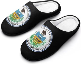 Generic Pennsylvania State Logo Mens Slippers Slip On Comfortable Fleece Cotton House Shoes Winter