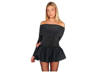Show me your Mumu Charlize Mini Dress Womens Dress Black Dancing Queen Shine : LG, Nylon/Polyester/Spandex