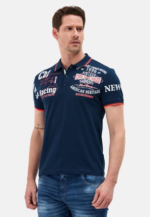 Cipo & Baxx Poloshirt CIPO & BAXX, Herren, Gr. 4XL, navyblau, Jersey, Obermaterial: 95% Baumwolle, 5% Elasthan, bedruckt, regular fit normal, Rundhals, B&uuml;ndchen k