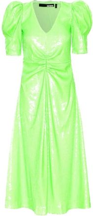 Rotate Sequin V-neck Jurk - Dames - Casual kleedjes - Groen - XS - Polyester - Kleedjes