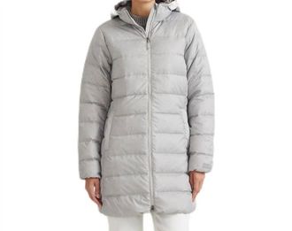 Eddie Bauer Womens Cirruslite 650Fp Down Hooded Puffer Parka Jacket In Grey