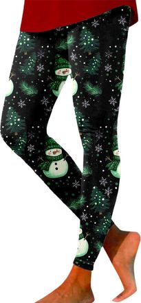 Generic Christmas Leggings for Women UK Funny Xmas Tree Reindeer Wine Glass Snowflake Printed Trendy Holiday Yoga Pants Skinny High Waist Sports Tights Ladies
