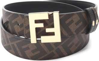 Fendi Cintura in pelle con motivo FF - Marrone