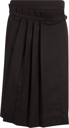 Dries Van Noten Pliss&eacute; Rok - Dames - Midirokken - Bruin - L - Wol - Rokken