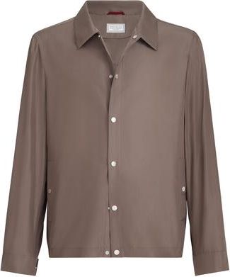 Brunello Cucinelli Silk outerwear jacket in Hazelnut at Nordstrom, Size 50 It