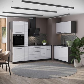 Vicco Cocina Fame-line, Blanco Alto Brillo/antracita, 220 X 120 Cm, Et Antracita, Vicco