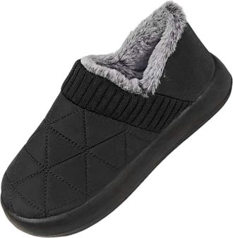 Generic Boots for Teenage Girls Sneakers Breathable Flat Casual Shoes Winter Padded Warm Womens Boots Winter Snow Boots for Women (Black, 4.5)