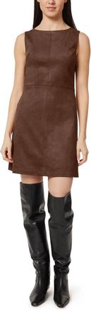 Habitual Suede Shift Dress In Brown