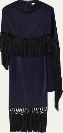 Wales Bonner Solstice Fringe Shawl Satin Maxi Dress