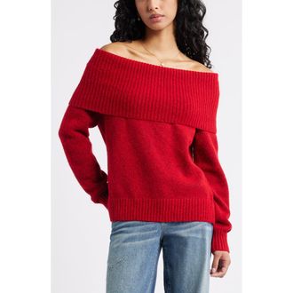 BP. Off the Shoulder Sweater in Red Salsa at Nordstrom Rack, Size Medium
