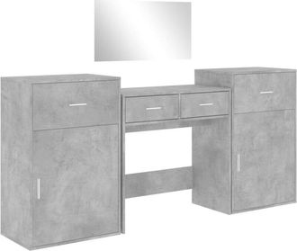 vidaXL Juego de tocador de 4 piezas madera de ingeniería gris hormigón Vidaxl