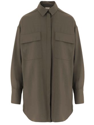 Ql2 Quelledue Stretch Wool-Blend Shirt With Hidden Button Closure