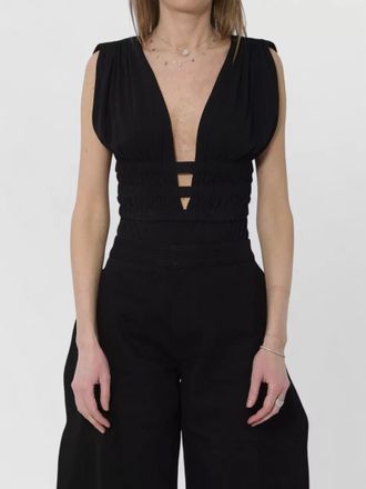 Alaia fluid jersey bodysuit deep v neckline