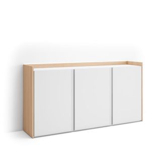 Skraut Home Aparador efecto madera blanco y roble 156x35x80cm con Led