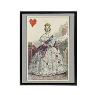 Artery8 E Le Tellier Victoria Queen of Hearts Card Design Framed Canvas Art | Size: W24 x H32
