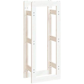 vidaXL Estante Para Le&ntilde;a Madera Maciza De Pino Blanco 41x25x100 Cm Vidaxl