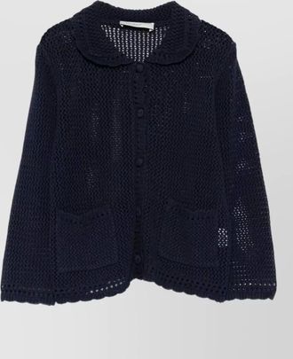Dunst linen blend scalloped edge cardigan