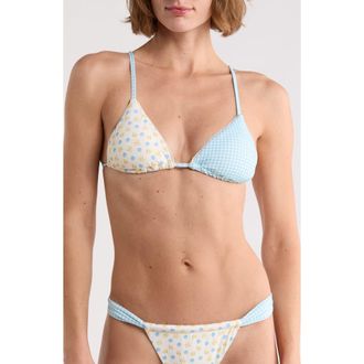 Dippin' Daisy's Swimwear Emilia Triangle Bikini Top in Meadow/Blue Gingham at Nordstrom Rack, Size X-Large