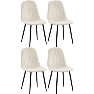 Clp Set di 4 sedie da pranzo in velluto Baxter bianco crema