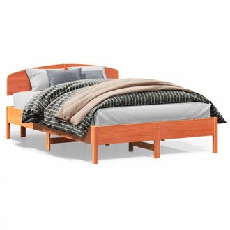 Berkfield Home Bed Frame without Mattress Wax Brown 150x200 cm King Size Solid Wood Pine