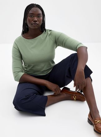 Contemporaine Womens SUPIMA cotton boat-neck T-shirt