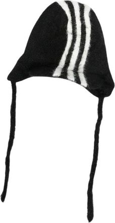 Yohji Yamamoto Stripes Bonnet - Heren - Hoeden - Zwart - ONE Size - Polyester - Accessoires