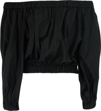 Jucca Off-Shoulder Poplin Blouse - Black