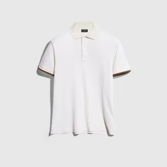 Gucci Silk Jersey Polo Shirt With Web, Size XXXL, White