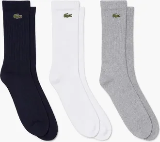 Lacoste Mens Lacoste Sport 3 Pack High Cut Socks Grey/White/Navy - White/Black/Grey - Size: 7/7.5/6/6.5/5.5/8