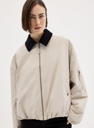 Kaffe Womens Velvet-collar balloon bomber jacket