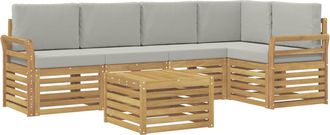 vidaXL Conjunto De Sof&aacute;s De Exterior 6 Uds. Blanco Y Gris Claro Vidaxl