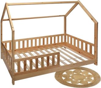 Atmosphera Cama infantil Bosco 90x190cm con alfombra de yute redonda 80cm