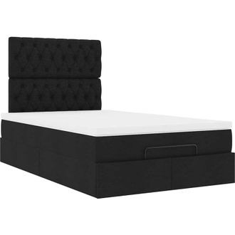 vidaXL Estructura De Cama Otomana Colch&oacute;n Tela Negro Vidaxl