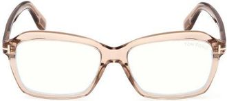 Tom Ford 54mm Rectangular Optical Glasses in Transparent Rose Champagne at Nordstrom
