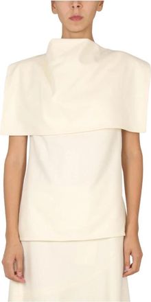 Jil Sander Asymmetrische Top met Gedrapeerde Halslijn - Dames - Blouses - Wit - S - Overhemden