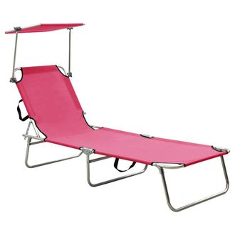 vidaXL Tumbona Plegable Con Toldo Aluminio Rosa Vidaxl