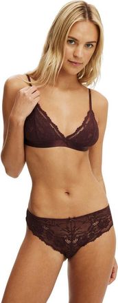 Cotton On Womens Everyday Lace Triangle Padded Bralette in Chocolate Plum at Nordstrom, Size Medium