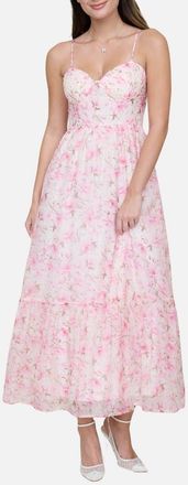 Blu Pepper Floral Print Chiffon Party Dress in Pink Multi at Nordstrom, Size Medium