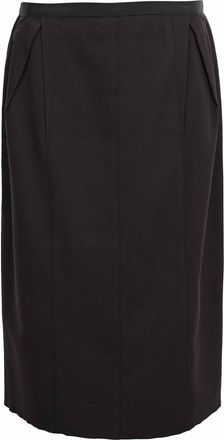 Lanvin Midi Straight Skirt in Black Wool