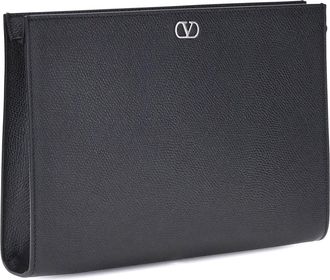 Valentino Garavani Mens Pouch | Vlogo Signature Vit.soft Grain Nero Wallet