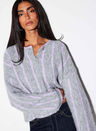 Icone Womens Vertical stripe wool-blend Cardigan Sweater
