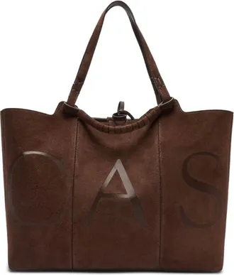 Casadei Borsa Tote in Pelle Scamosciata con Logo Emboss&eacute; - - Bags - Donna - Marrone - ONE SIZE