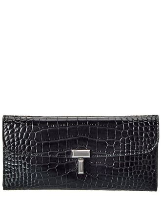Toteme Toteme T-Lock Croc-Embossed Leather Continental Wallet