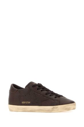 Golden Goose Womens Brown Leather Super-Star Sneakers Darkbrown