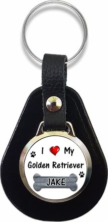 Generic Personalised I Love My Golden Retriever Keyring Dog Key Fob Birthday Gift R129